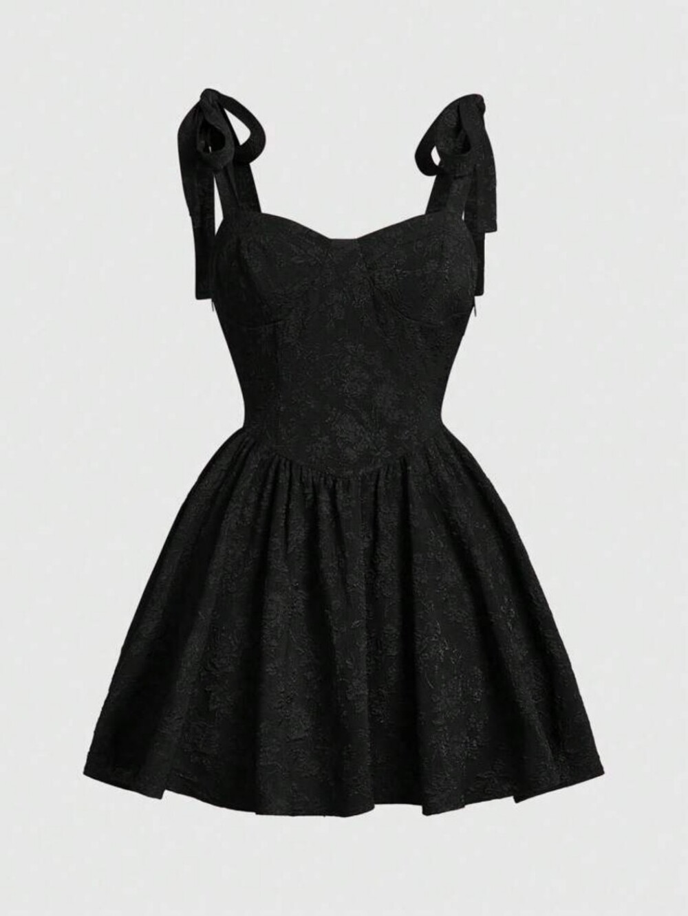 ROMWE Black Jaquard Camie Tie-Strap Mini Dress. Size 1X.